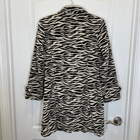 Vintage Mob Wife Faux Fur Coat Mixit Zebra Black Ivory Collared M - Picture 6 of 6